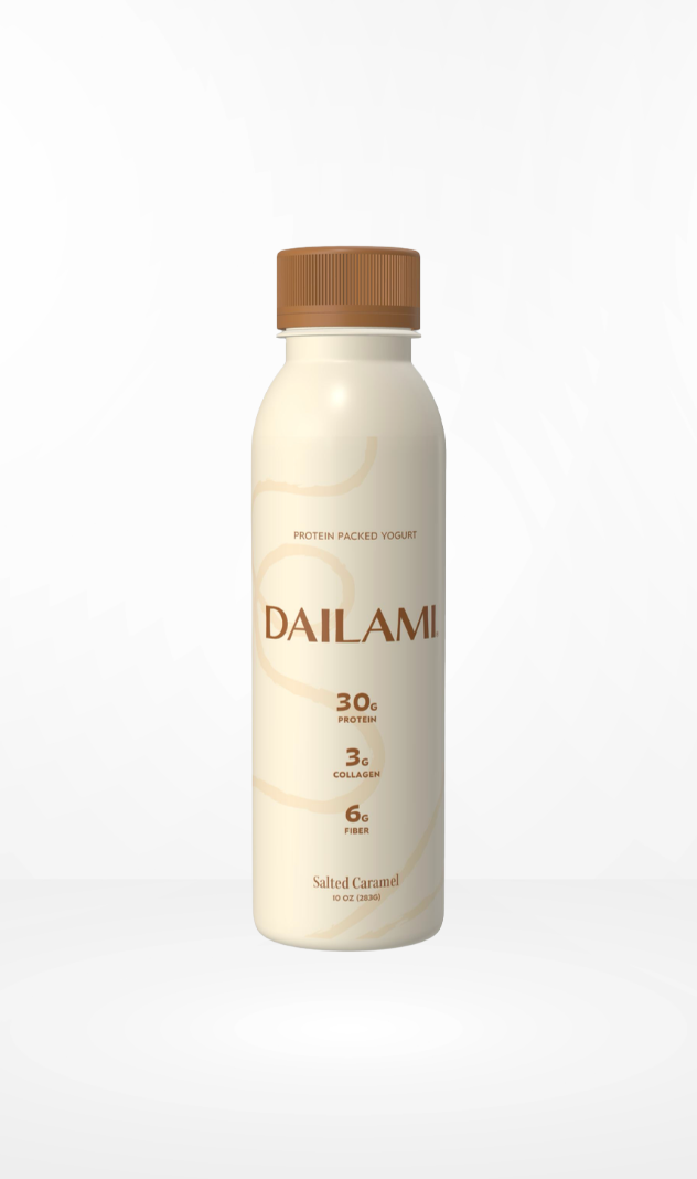 Salted caramel high protein drinkable yogurt