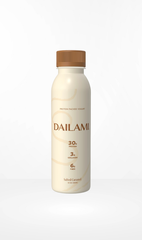 Salted caramel high protein drinkable yogurt
