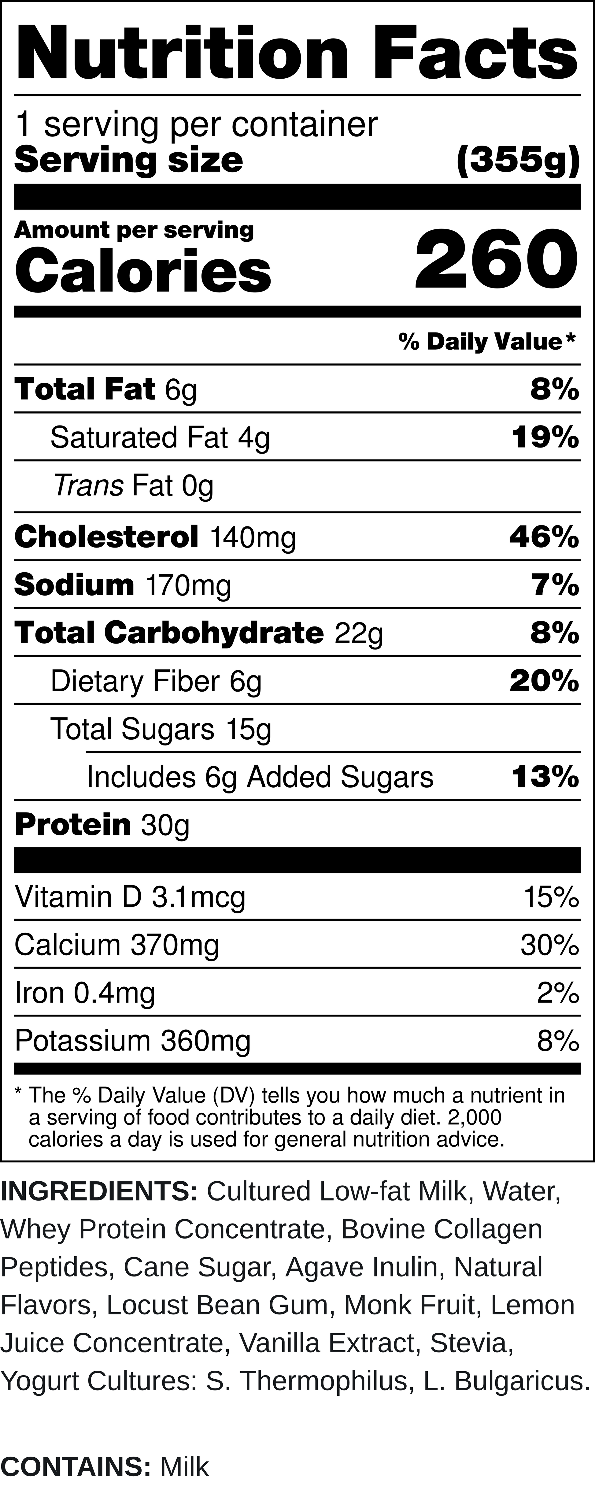 Creamy Vanilla high protein drinkable yogurt
